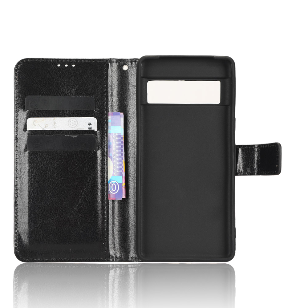 Custodia In Pelle PU Per Google Pixel 7a - Cover A Libro Con Chiusura Magnetica, Porta Carte E Funzione Stand, Nero Elegante