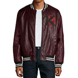 <b>Men's</b> High School Designer Varsity <b>Jackets</b> Custom Chenille Embroidery Cow Milled Leather Stand Black Brown <b>Canvas</b> Kalan Fashion - Product Image 4