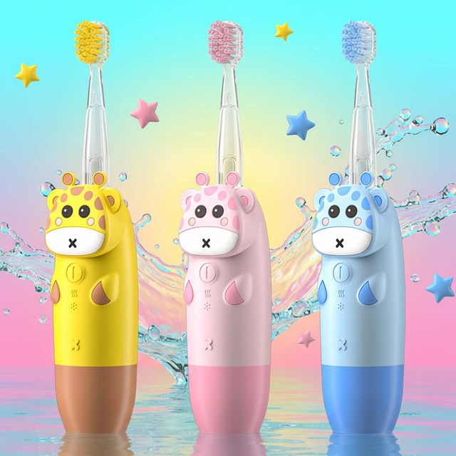 Children's LED Color Changing Electric Toothbrush 360 Degree Sonic 4 Cleaning Modes IPX7 Soft Bristles Kid-Friendly Toothbrush