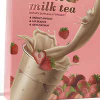 Thé au lait minceur aux herbes naturelles pour brûler les graisses, détox rapide, perte de poids en 7, 14, 28 jours, saveur fraise, boîte faible en glucides