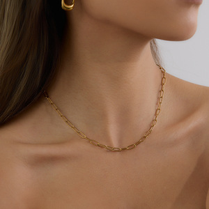 <b>Cross</b> <b>Chain</b> Necklace 18K Gold Plated Stainless Steel Geometric Design Gift Jewelry - Product Image 4