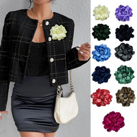 Broche élégante en tissu satiné rose de 10 cm, fleur artificielle faite à la main, épingle de corsage, vente en gros pour accessoires vestimentaires et décorations de mariage