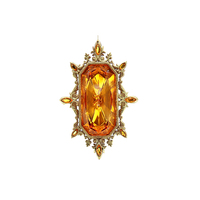 Dernières pierres précieuses de l'usine, vintage, acrylique, faites à la main, multicolores, en forme d'œil de cheval, strass avec bordure en métal doré, diamant