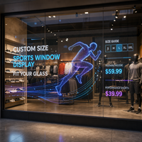 Écran LED transparent sur mesure pour vitrine de magasin de vêtements de sport, affichage publicitaire sur verre