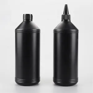 Botol Tinta Penggunaan Kimia 1000Ml 1Kg, Botol HDPE Plastik Hitam dengan Tutup