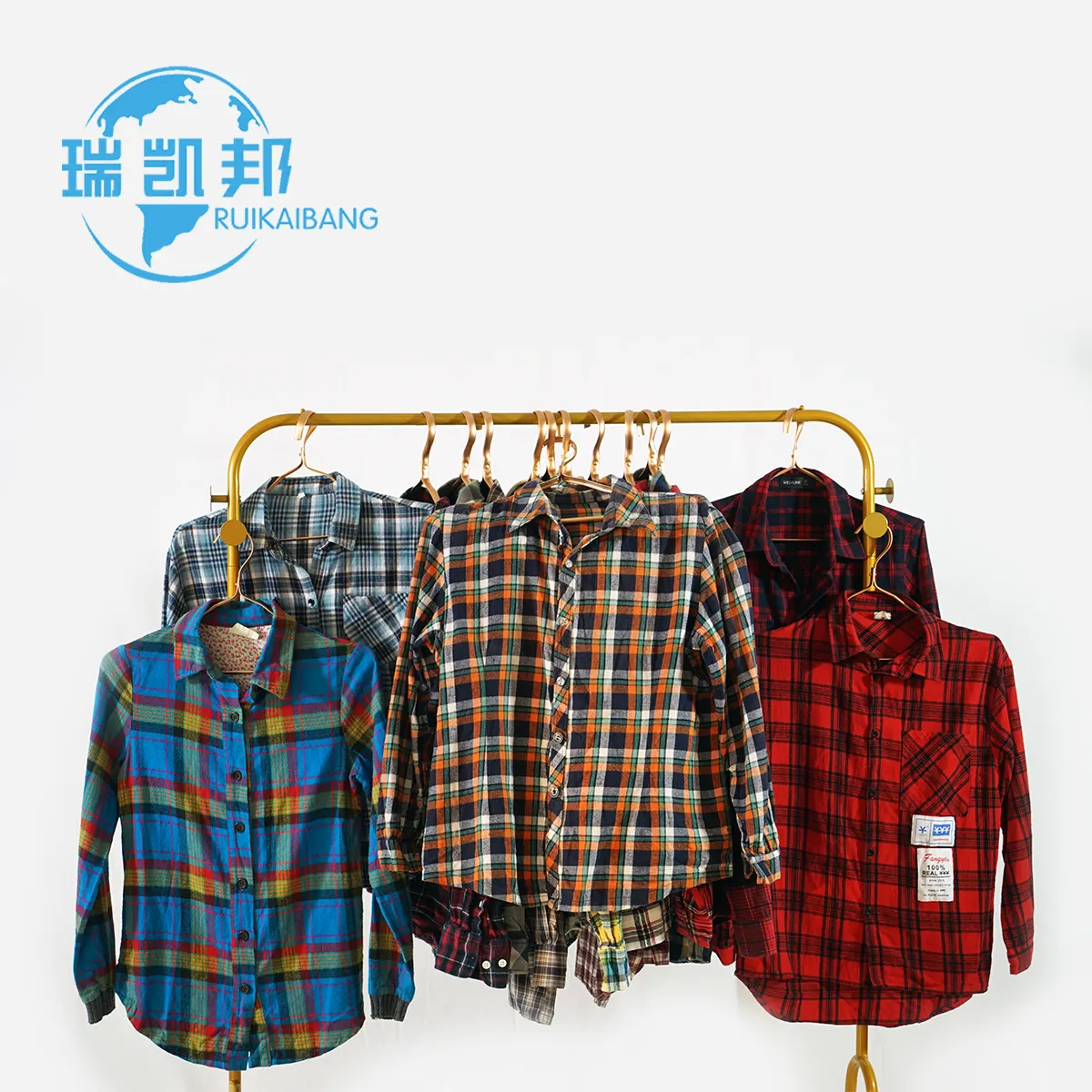 2022 Ruikaibang second hand clothes Fashionable Used Clothes for men cotton shirt Men's and women's plaid shirt