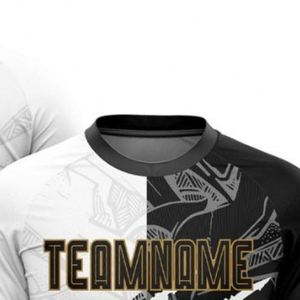 Maillot de football noir et blanc à manches courtes, respirant, léger, séchage rapide, pour entraînement et matchs - Product Image 6