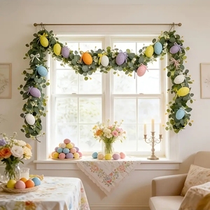 Decoración Realista para Patio <span class=keywords><strong>de</strong></span> Casa con Hojas <span class=keywords><strong>de</strong></span> Eucalipto, <span class=keywords><strong>Huevos</strong></span> <span class=keywords><strong>de</strong></span> Colores y Flores Artificiales para <span class=keywords><strong>Pascua</strong></span>, Bodas y Navidad - Product Image 3