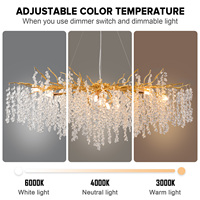 Lustre en forme de branches d'arbre dorées de 47 pouces, luminaire moderne rond en cristal K9 pour salon, hall d'entrée, îlot de cuisine