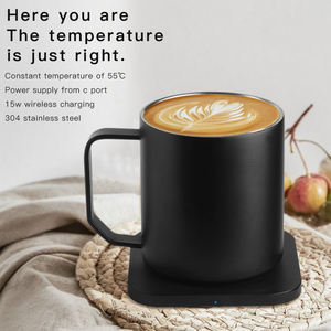 Regalo para <span class=keywords><strong>el</strong></span> Día de la Madre, Taza con Temperatura Constante de 55 Grados, 2 en 1, Cargador Inalámbrico, Taza Térmica de Acero Inoxidable para Café - Product Image 1