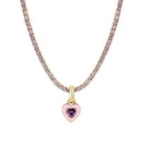 2025 DS nouveauté 18k or émail coeur délicatesse Zircon diamant Tennis chaîne collier Offre Spéciale produits pour cadeau
