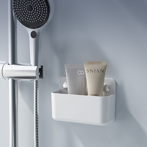 Étagère de rangement murale moderne à un niveau en plastique pour salle de bain Suspension magnétique Forme de drainage géométrique <span class=keywords><strong>Crochet</strong></span> sans perforation - Product Image 4