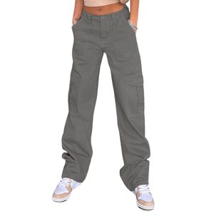 Jeans Cargo Marroni Vintage Larghi da <span class=keywords><strong>Donna</strong></span> Anni '90 Streetwear con <span class=keywords><strong>Tasche</strong></span> a Gamba Larga e Vita Bassa in Denim a Taglio Dritto - Product Image 4