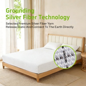 Sábana Ajustable de Algodón Suave con Bolsillos Profundos y Tejido Plateado, con Banda Elástica Conductora y Broches Metálicos para Conexión a Tierra - Product Image 2