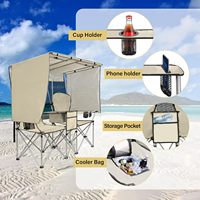 Chaise de camping double avec auvent pare-soleil, robuste, en tissu 600D, mobilier d'extérieur, chaise de plage pour 2 personnes, parapluie pliable pour le camping et la pêche