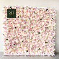 Faltbare Realistische Seiden-Rosen und Hortensien Blumenwand für Hochzeitsfotografie-Hintergrund
