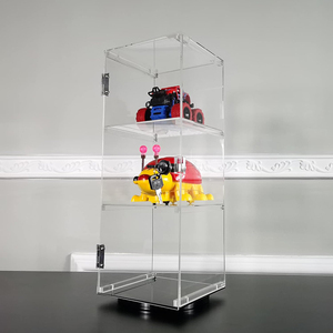 Locking Clear <strong>Plexiglass</strong> Lucite <strong>Display</strong> Case <strong>Figures</strong> Acrylic Tower Showcase Acrylic Rotating <strong>Display</strong> <strong>Stand</strong> - Product Image 4