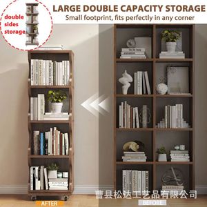 <b>Modern</b> minimalist wooden book <b>shelf</b> for home use, solid wood rotating book organizer. - Product Image 4