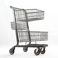 Chariot de supermarché d'usine populaire, Double panier, conception personnalisée à vendre