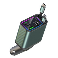 Chargeur de voiture GC08, charge rapide 65W, câble rétractable de type C, chargeur de voiture portable USB à charge rapide, adaptateur
