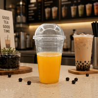 Gobelet en plastique PET transparent personnalisable avec couvercle, pour bubble tea, café, smoothie, jus, boissons froides, jetable, double paroi, 98 mm, pour café