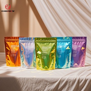 Hologramme cosmétique holographique imprimé personnalisé fermeture éclair 3 côtés sacs d'emballage auto-scellants fermeture éclair pochette debout - Product Image 1