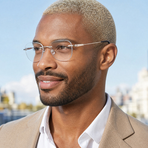 Monturas <span class=keywords><strong>de</strong></span> <span class=keywords><strong>Gafas</strong></span> Metálicas sin Aro para Hombre, Ligeras, para <span class=keywords><strong>Lectura</strong></span>, Montura Óptica Premium, Venta al Por Mayor - Product Image 1