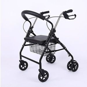 Carrito de compras para personas mayores con ruedas de PU de 4'', plegable y con asiento para compras. - Product Image 1