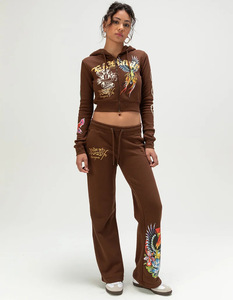 Ensemble assorti décontracté pour femme, style européen et américain, composé d'un crop top à capuche zippé et d'un pantalon de survêtement à cordon de serrage, collection 2026 - Product Image 1