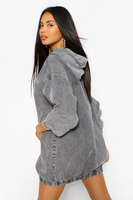 Haute qualité femmes à manches longues pull jean pull à capuche robe goutte épaule kangourou poche Denim robe à capuche