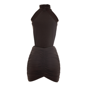 Robe pour femme Viviblook J26DS292, nouvelle robe moulante mini plissée sans manches, couleur unie, décontractée, dos nu - Product Image 5