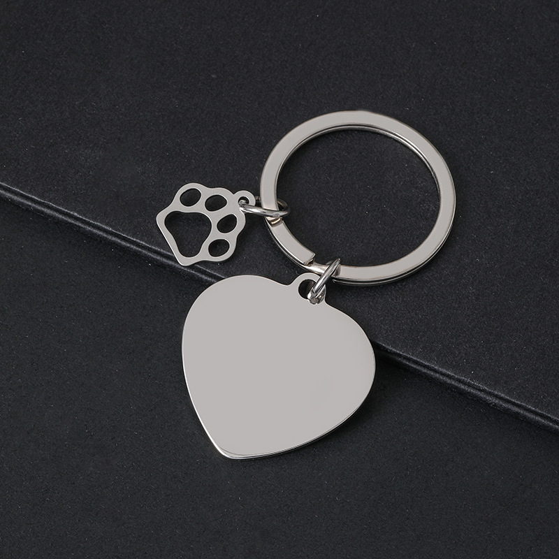 Patte de chat creuse en forme de cœur de 30 mm (Argent)