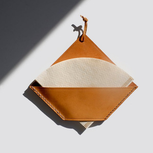 Japanese and Korean minimalist style <b>coffee</b> <b>filter</b> paper storage bag, PU leather fan-shaped <b>filter</b> paper holder, pour-over - Product Image 1