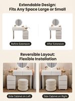 Ensemble de coiffeuse moderne de luxe avec miroir LED en cristal et commode à 3 tiroirs, éclairage d'ambiance intelligent, meuble de maquillage pour chambre à coucher