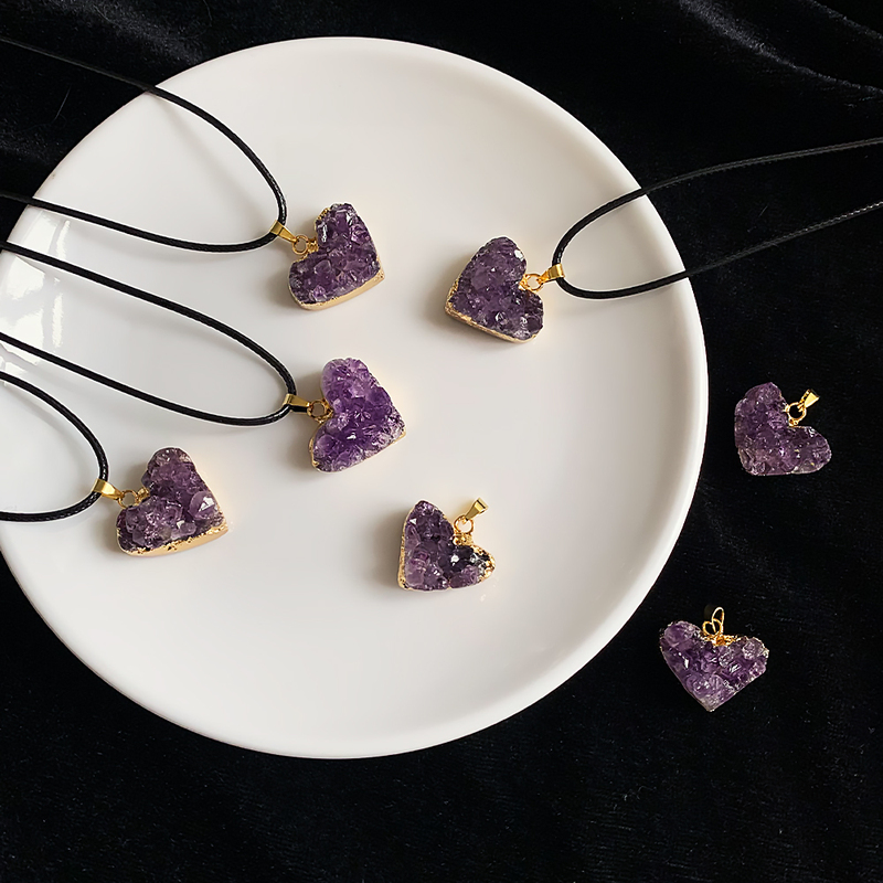 Natural Amethyst Cluster Irregular Heart Shaped