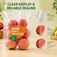 BOPP transparante plastic platte zak met gravureprint, hitteverzegeling en ademende gaten voor voedselverpakkingen van fruit