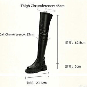Botas Femininas Acima do Joelho em Couro Microfibra com Sola Grossa Estilo Plataforma para Looks e Roupas de Outono Inverno - Product Image 6