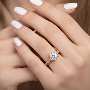 Anillo Minimalista S925 con Incrustaciones de Diamantes Redondos de Moissanita de 4mm, Anillo de Lujo Ligero con Moissanita en Todo el Círculo - Product Image 3