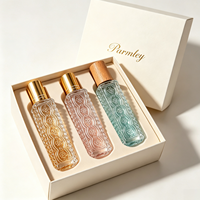 Flacon pulvérisateur de parfum vintage en verre carré gaufré de 12 ml avec boîte personnalisée pour cosmétiques et huiles essentielles