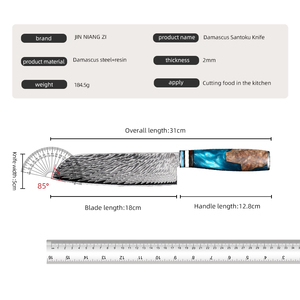 Cuchillo de <span class=keywords><strong>Chef</strong></span> Japonés Jinniangzi de 8 Pulgadas, Acero de Damasco |   Cuchillo de Cocina Profesional Ultra Afilado de Acero con Alto Contenido de Carbono |   Asa de resina hecha a mano - Product Image 6
