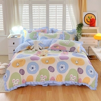 Ensemble de literie pour enfants quatre pièces en coton personnalisé drap brossé épaissi et housse de couette ensemble de literie pour dortoir