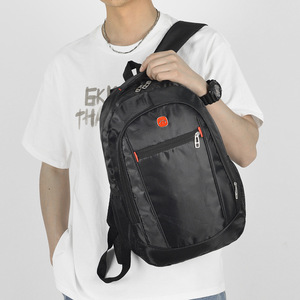 Men's <b>Backpack</b> Large Capacity 20-35L Solid Color <b>Black</b> Leisure Travel <b>Backpack</b> With Interior Zipper Pocket - Product Image 3