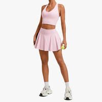 Ensemble deux pièces pour femme : débardeur de tennis imprimé respirant à séchage rapide et mini-jupe taille haute anti-exposition, coupe ajustée et polyvalent