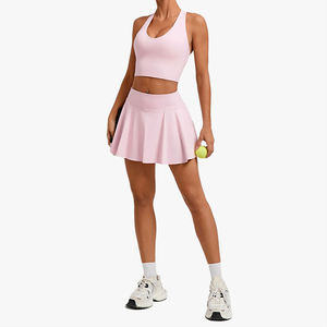 Ensemble deux pièces de sport pour femme : débardeur et mini-jupe de tennis moulante taille haute, anti-exposition, polyvalent pour le fitness - Product Image 2