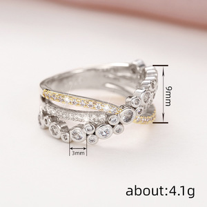 Anello a X con Zirconi Intrecciati per Donne, Gioiello da Dito alla Moda e Trendy - Product Image 5