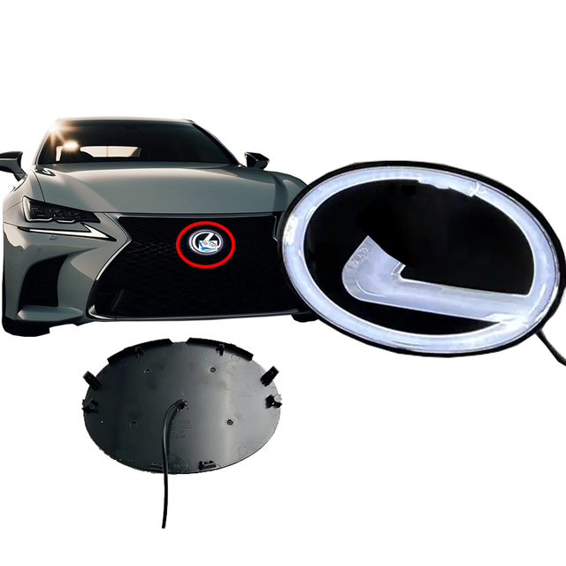 Chrome Black Acrylic Dynamic Chasing LED Grille Emblem Car Sticker for LC250 LC200 LC300 LX470 LX570 Front Grill Badge