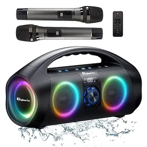 Hot selling product 2023 Cyboris F29K 120w Karaoke portable wireless waterproof speakers with flashing LED light