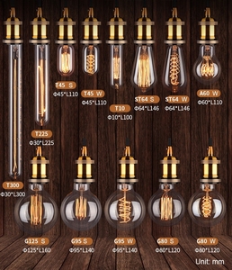 Proveedor de bombillas de vidrio al por mayor 25W 40W 60W bombillas incandescentes A19 ST64 T30 decoración <span class=keywords><strong>Edison</strong></span> E27 bombilla de filamento de tungsteno - Product Image 3