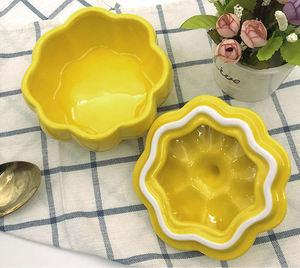 Cuenco de cerámica con forma de calabaza para cocina, recipiente con tapa, utensilio de cocina, tazón para sopa y guiso, recipiente para huevos al vapor - Product Image 4