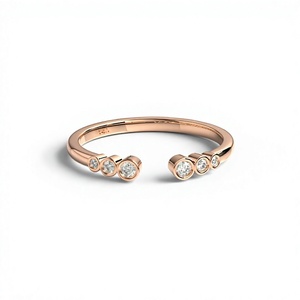 แหวนเปิดวงกลมประดับเพชรทรงกลมเจียระไนแบบบริลเลียนท์เคลือบทอง 18K 14K ดีไซน์มินิมอล เหมาะสำหรับผู้หญิง สวมใส่ในโอกาสต่างๆ เช่น งานหมั้น หรือใส่ทุกวัน - Product Image 1